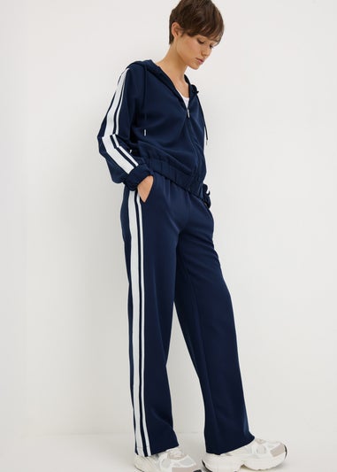 Women's Zip Up Navy Striped Hoodie