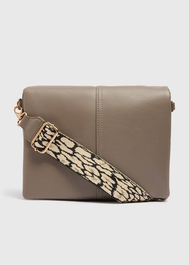 Taupe Leopard Strap Handbag