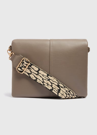 Taupe Leopard Strap Handbag