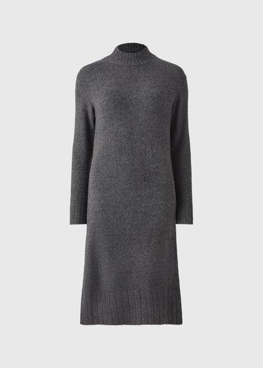 Grey Knitted High Neck Dress