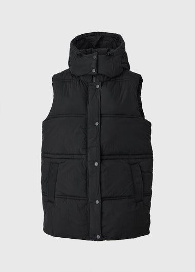 Black Padded Mid Length Gilet