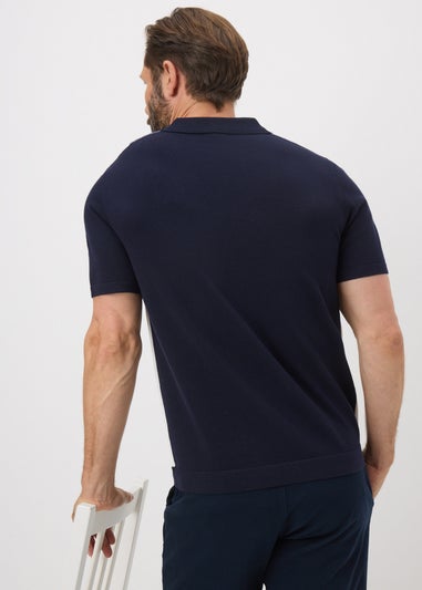 Blue Stripe 1/4 Zip Smart Polo Shirt