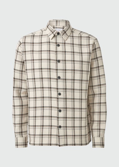 Ecru Check Textured Shacket