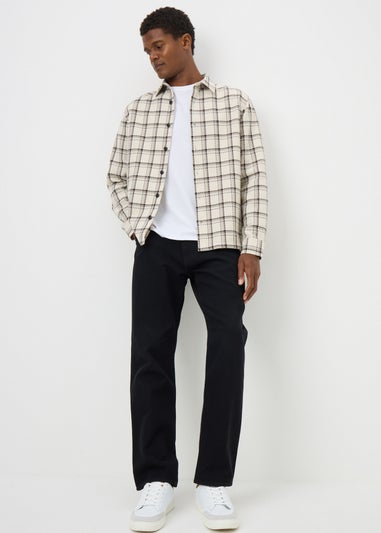 Ecru Check Textured Shacket