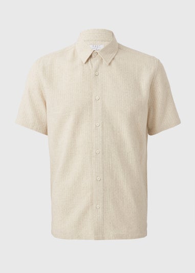 Ecru Textured Linen Blend Shirt
