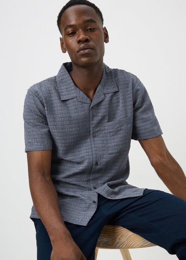 Blue Check Textured Shirt