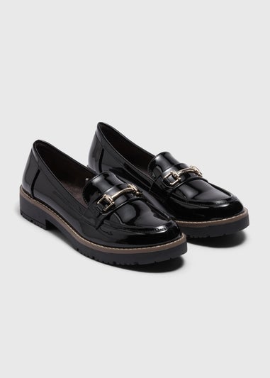 Black Chain Buckle Loafers