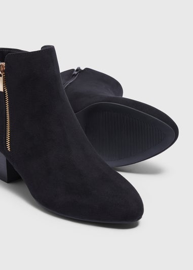 Black Faux Suede Zip Boots