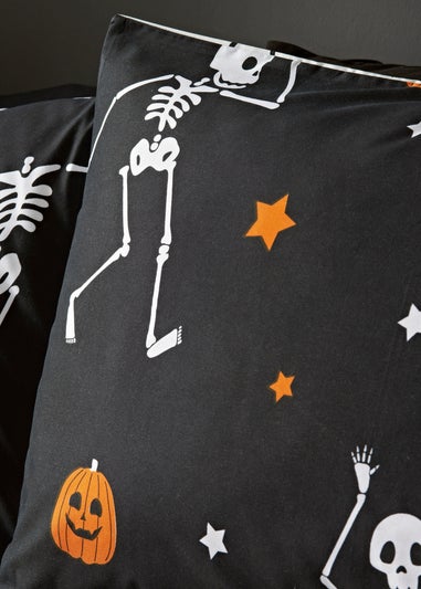 Black Mono Skeleton Duvet Set