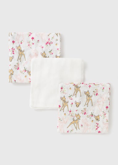 Disney 3 Pack Baby Cream Bambi Muslin Cloths