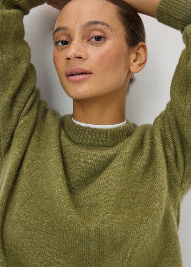 Green Fluffy Oversized Jumper