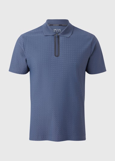 Souluxe Navy Printed 1/4 Zip Golf Polo Top
