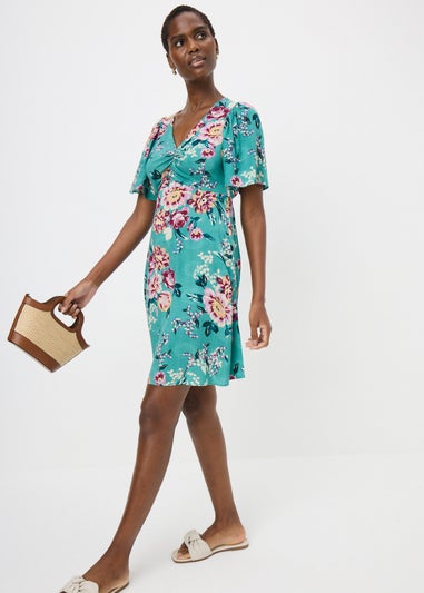 Green Large Floral Mini Dress