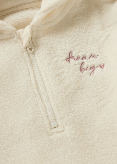 Girls Cream Leopard Fleece Pyjama Set (7-13yrs)