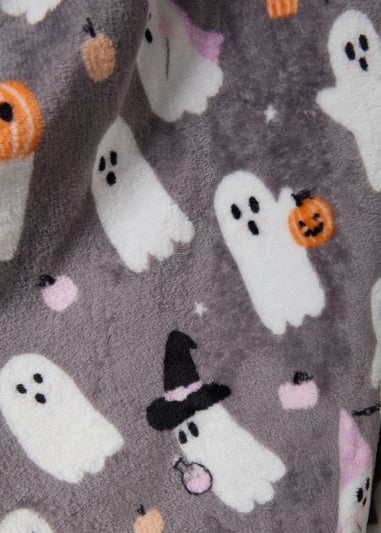 Grey Ghost Print Fleece Throw