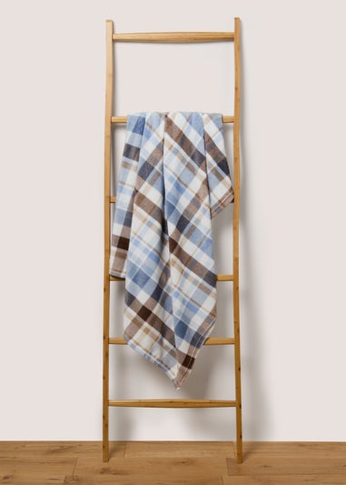 Blue Check Print Throw