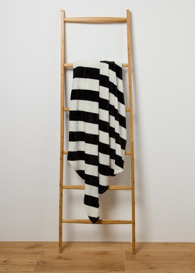 Black Mono Diagonal Stripe Throw