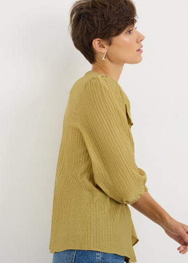 Yellow Tie Neck Blouse