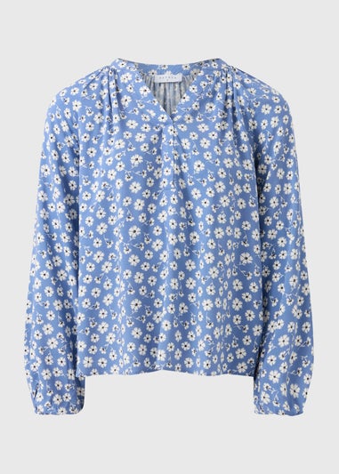 Blue Floral Popover Shirt