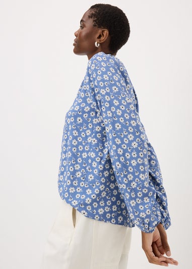 Blue Floral Popover Shirt