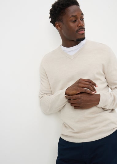 Cream Soft Touch V-Neck Jumper