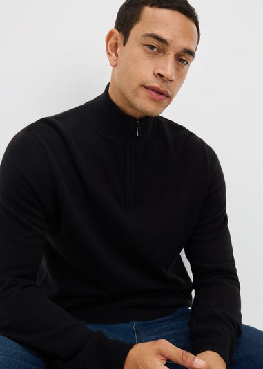 Black Cashmilon 1/4 Zip Jumper