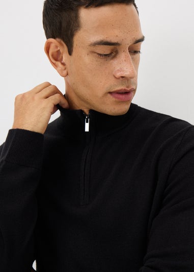 Black Cashmilon 1/4 Zip Jumper