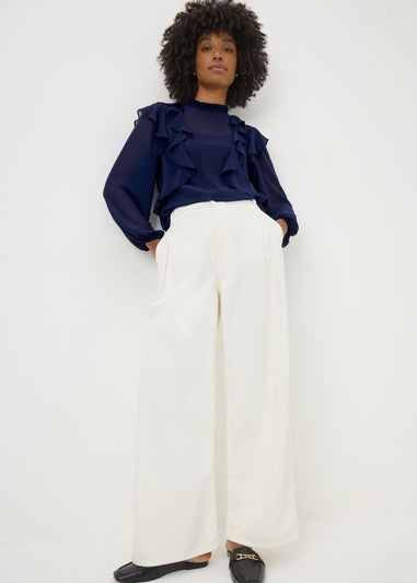 Navy Ruffle Blouse