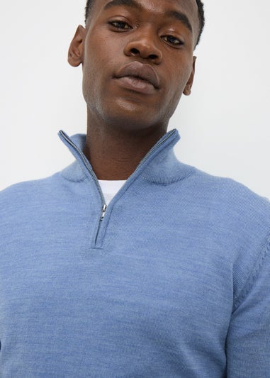 Blue Soft Touch 1/4 Zip Jumper