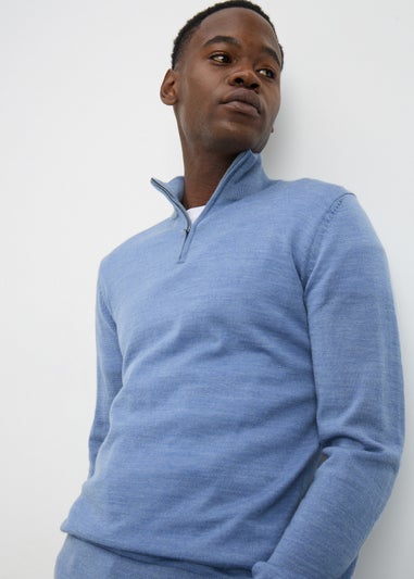 Blue Soft Touch 1/4 Zip Jumper