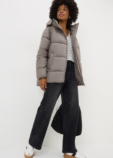Beige Padded Puffa Coat