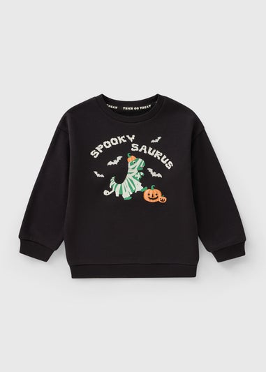Boys Black Spookysaurus Sweatshirt (1-7yrs)