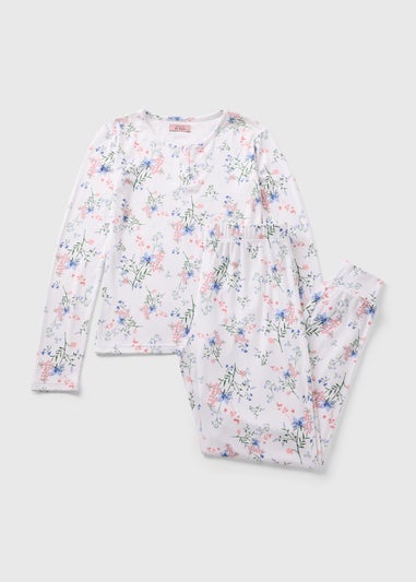 Cream Pointelle Floral Pyjama Set