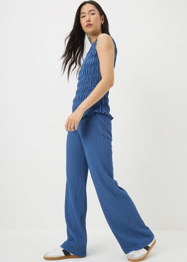 Blue Textured Co Ord Vest