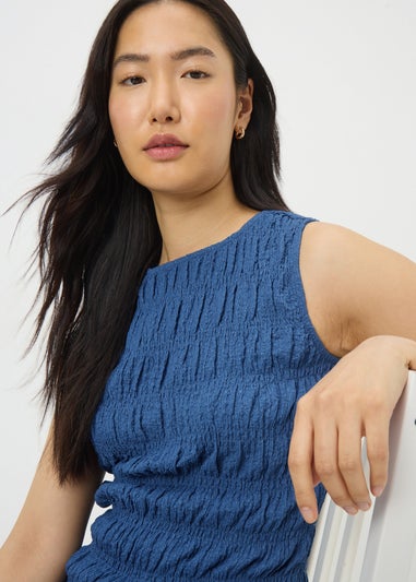Blue Textured Co Ord Vest