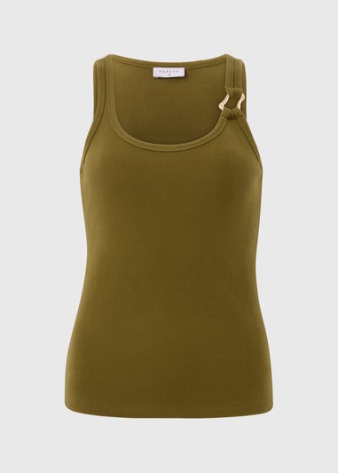 Green Ribbed Gold Hardware Detail Vest