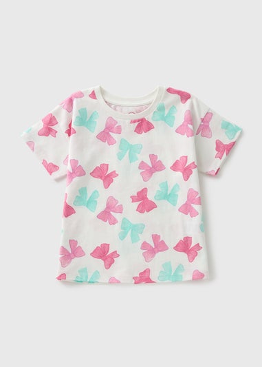 Girls Multicolour Bow T-Shirt (1-7yrs)