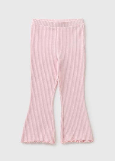Girls Pink Ribbed Flared Leggings (1-7yrs)