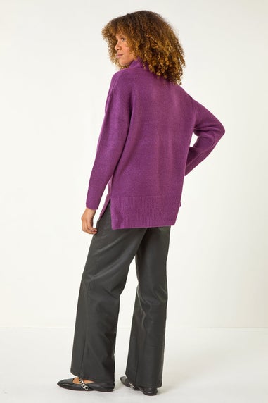 Roman Purple Roll Neck Knit Jumper