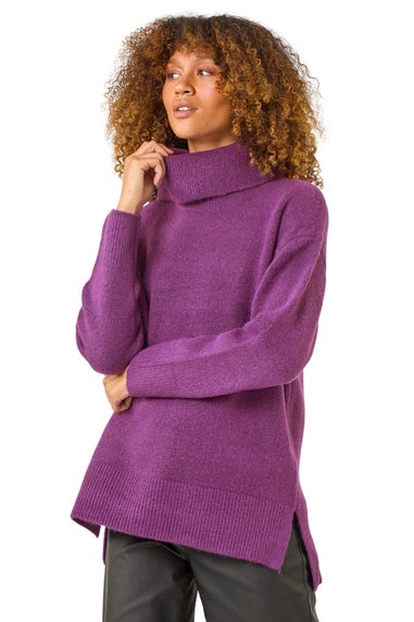 Roman Purple Roll Neck Knit Jumper