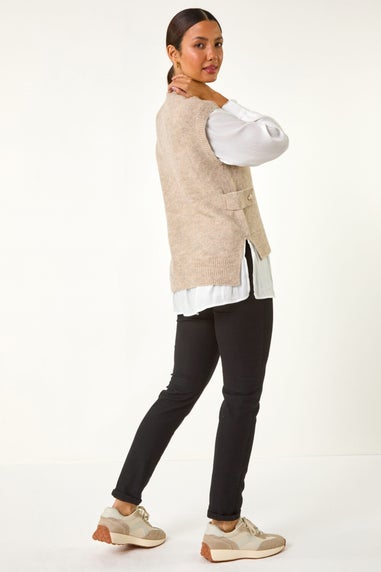 Roman Natural Contrast 2 In 1 Knit Jumper
