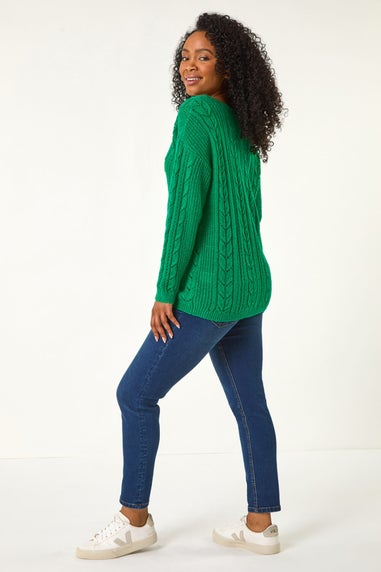 Roman Green Petite V-Neck Knit Jumper