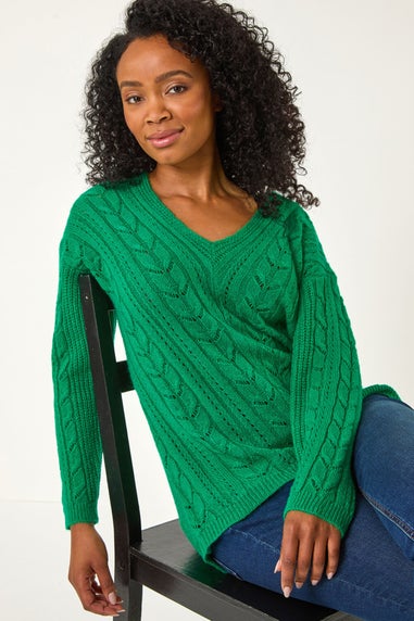 Roman Green Petite V-Neck Knit Jumper