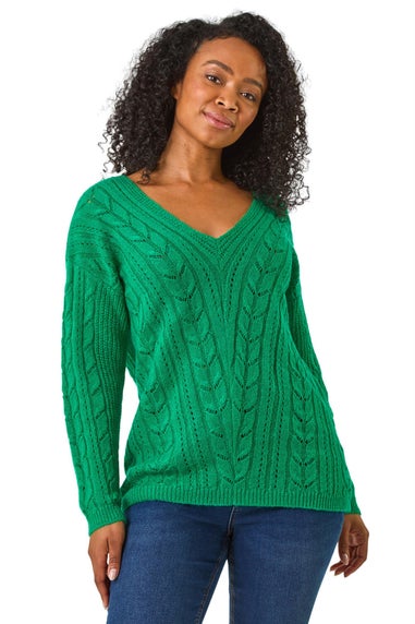 Roman Green Petite V-Neck Knit Jumper