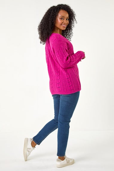 Roman Pink Petite V-Neck Knit Jumper