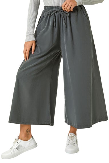 Roman Charcoal Baby Cord Wide Leg Culotte