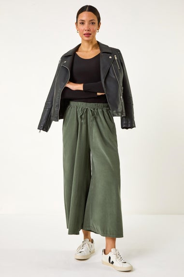 Roman Khaki Baby Cord Wide Leg Culotte