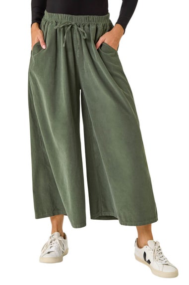 Roman Khaki Baby Cord Wide Leg Culotte