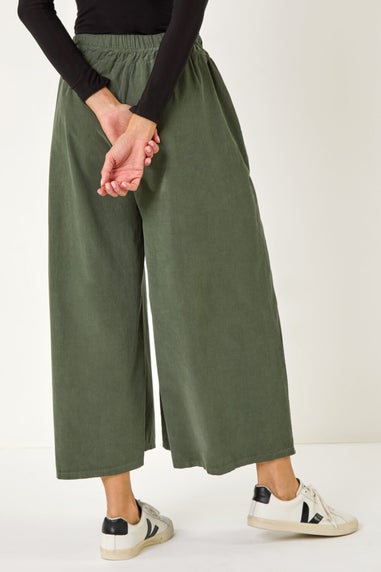 Roman Khaki Baby Cord Wide Leg Culotte