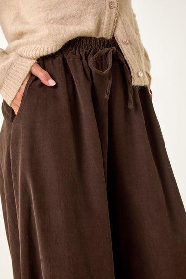 Roman Mocha Baby Corduroy Wide Leg Trousers